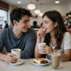 Dustin and Kayla on a coffee date at a diner - Arkansas trucker dating success