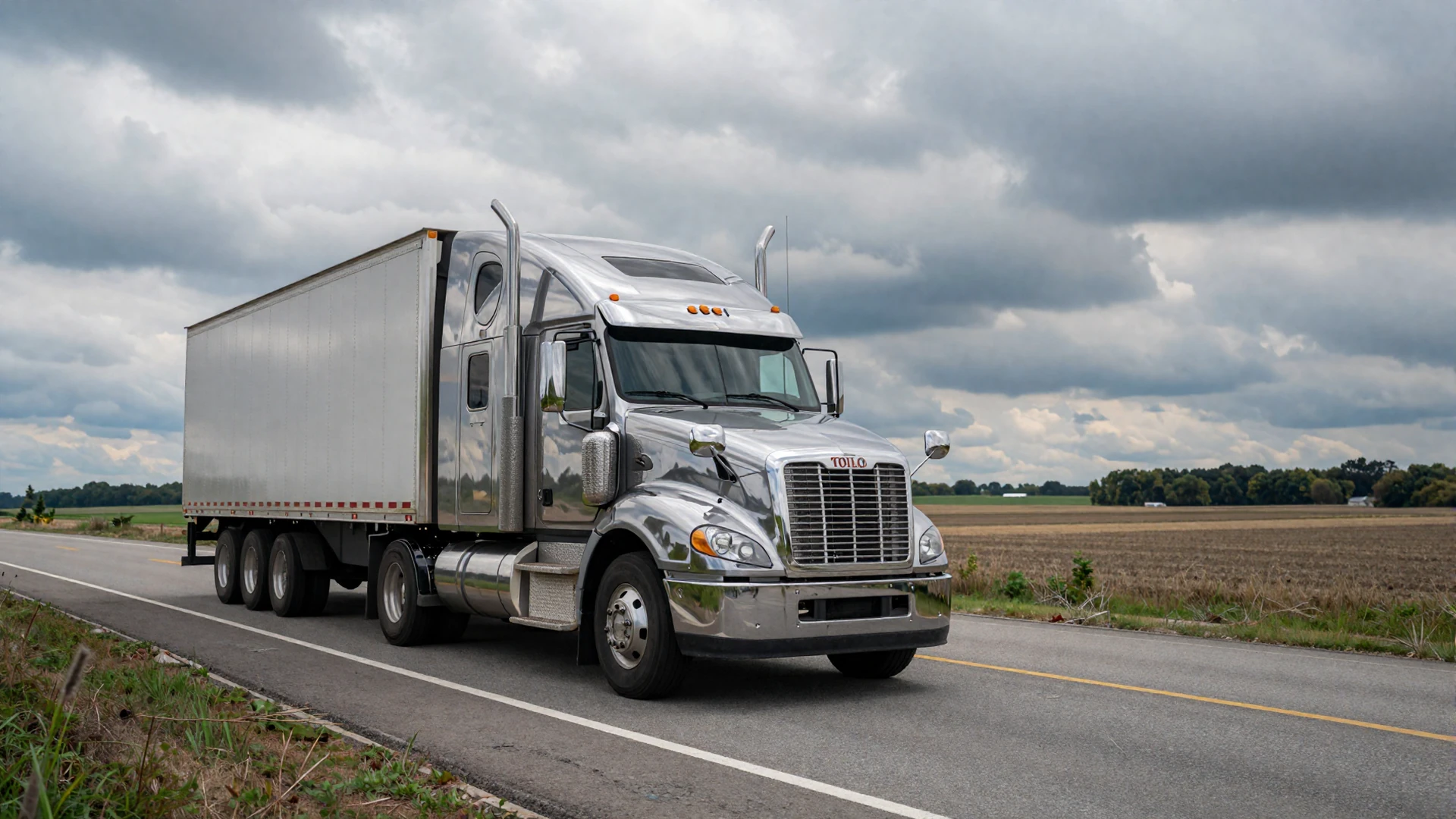 Semi-truck on an Ohio interstate highway under a cloudy sky - trucker dating Ohio