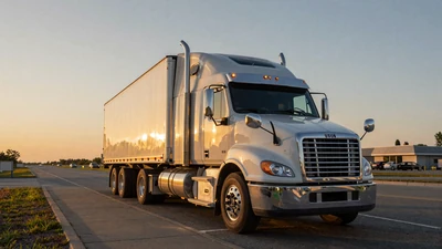 Semi-truck at sunset rest area - best dating apps for CDL drivers