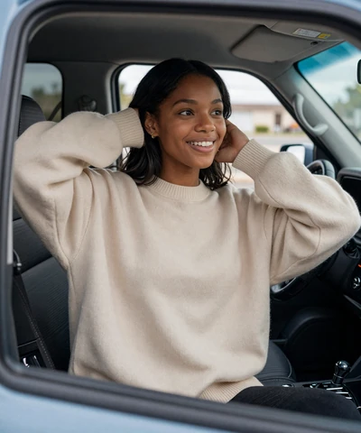 Destiny, 26, sitting in a pickup cab in Omaha - Nebraska trucker dating profile photo