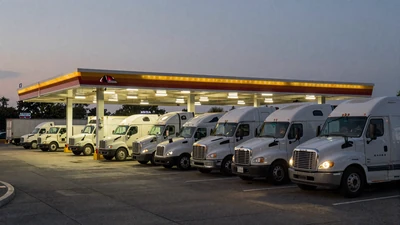 Truck stop parking lot at dusk - truck stop loneliness and modern dating