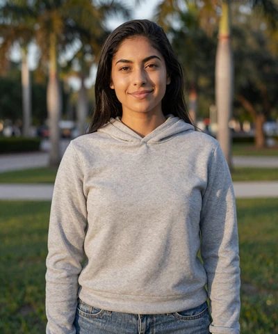 Elena, 29, in a Tampa park for a trucker dating app profile