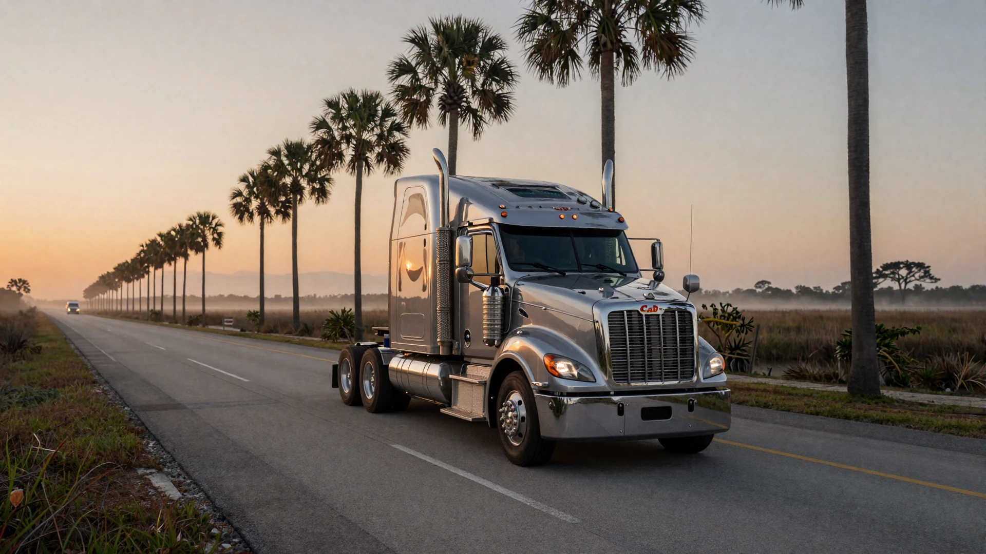 Florida palm tree highway at sunrise for trucker dating Florida drivers