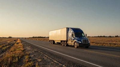 Semi truck on an empty highway at sunset - why truck drivers struggle with traditional dating apps