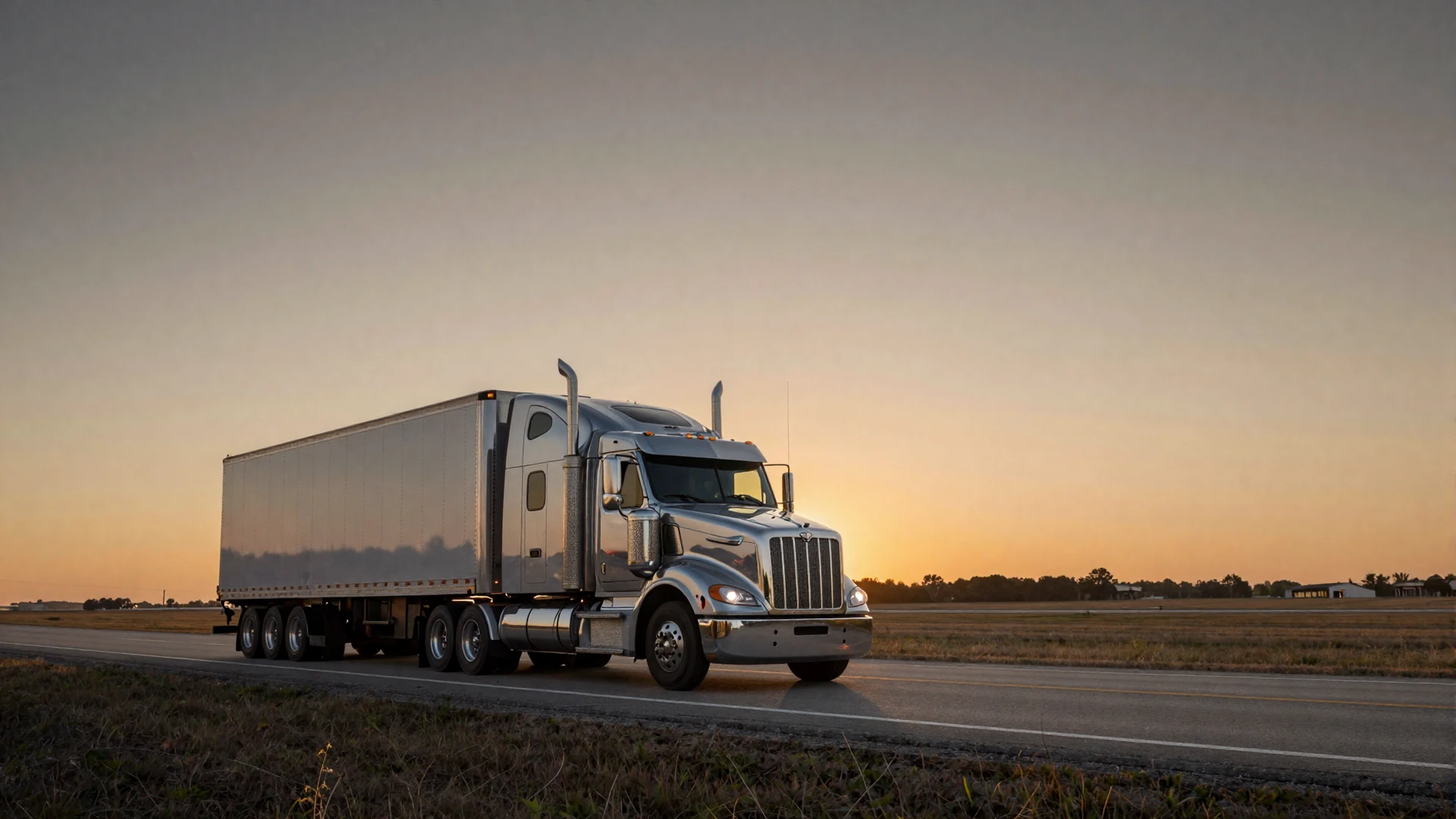 Semi-truck on an Illinois interstate at dusk - trucker dating Illinois
