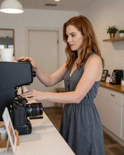 Woman ordering at a coffee shop counter - first meeting tips for trucker dating