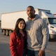 Derek and Rosa at a Houston rest stop - trucker marriage success story
