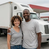 Robert and his partner at a truck stop - OTR trucker dating success story